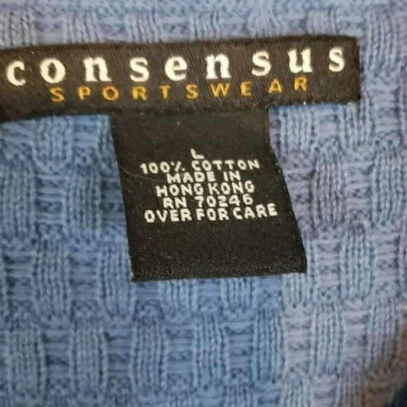 Consensus L blue cotton V-neck sweater - Picture 2 of 4